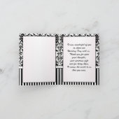 ダマスク黒と白の渦、鳥ありがとう サンキューカード (内部)