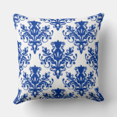 ダマスク02パターン – ネイビーブルオン白 クッション (裏面)