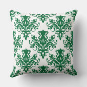 ダマスク02パターン – 森の緑(白) クッション (裏面)