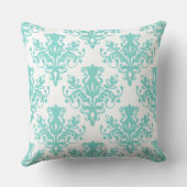 ダマスク02パターン – 水色（白） クッション (裏面)