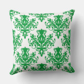 ダマスク02パターン – 白に緑の草 クッション (裏面)