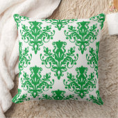 ダマスク02パターン – 白に緑の草 クッション (ブランケット)