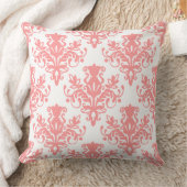ダマスク02パターン – 白のソフトピンク クッション (ブランケット)