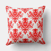 ダマスク02パターン – 白の赤 クッション (裏面)