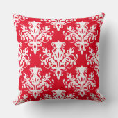 ダマスク02パターン – 赤の上に白 クッション (裏面)