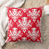 ダマスク02パターン – 赤の上に白 クッション (ブランケット)