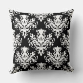 ダマスク02パターン – 黒の上に白 クッション (裏面)