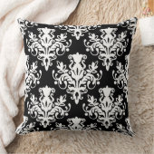 ダマスク02パターン – 黒の上に白 クッション (ブランケット)
