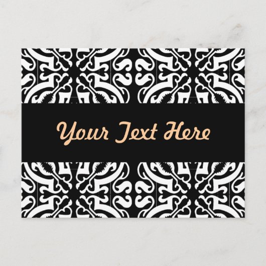 ダマスク1 （白黒） ポストカード (正面)