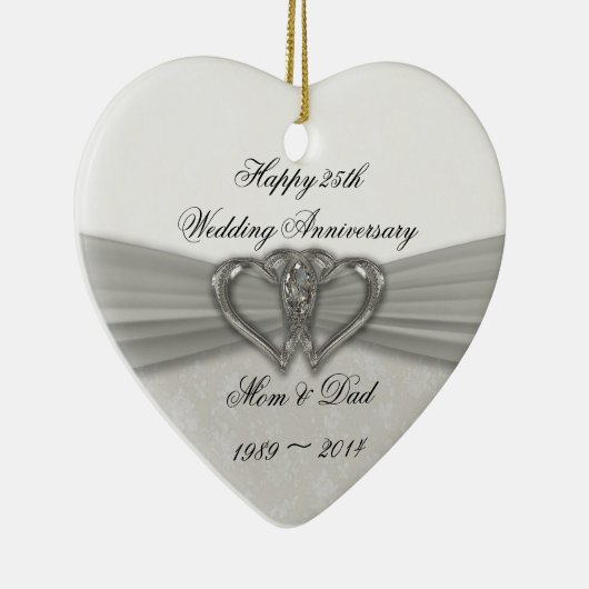 ダマスク25結婚周年記念オーナメント セラミックオーナメント (右)