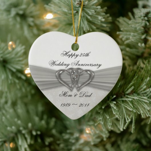 ダマスク25結婚周年記念オーナメント セラミックオーナメント (ツリー)