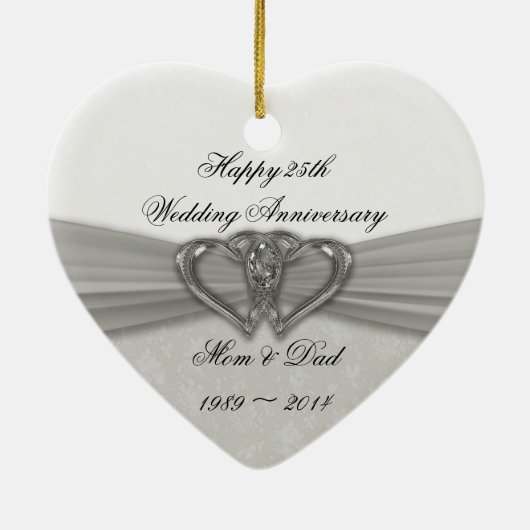 ダマスク25結婚周年記念オーナメント セラミックオーナメント (裏面)