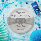 ダマスク25結婚周年記念紙プレート ペーパープレート (パーティー)