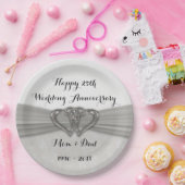 ダマスク25結婚周年記念紙プレート ペーパープレート (パーティー)