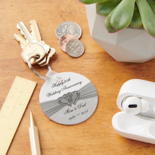 ダマスク25th結婚アニバーサリーキーチェーン キーホルダー (デスク)