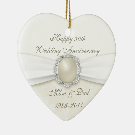 ダマスク30周年結婚オーナメント セラミックオーナメント (右)