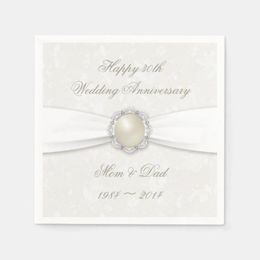 ダマスク30周年結婚紙ナプキンス スタンダードカクテルナプキン (正面)