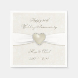 ダマスク30周年結婚紙ナプキンス スタンダードカクテルナプキン