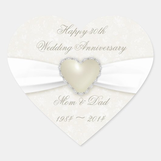 ダマスク30周年記念結婚ステッカー ハートシール (正面)