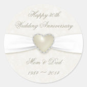 ダマスク30周年記念結婚ステッカー ラウンドシール (正面)