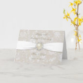 ダマスク30結婚周年記念グリーティングカード カード (黄色い花)