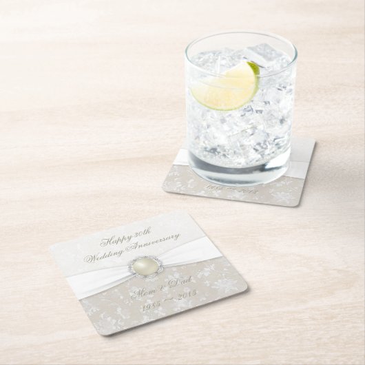 ダマスク30th結婚周年記念コースター スクエアペーパーコースター (インサイチュ)