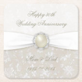 ダマスク30th結婚周年記念コースター スクエアペーパーコースター (正面)