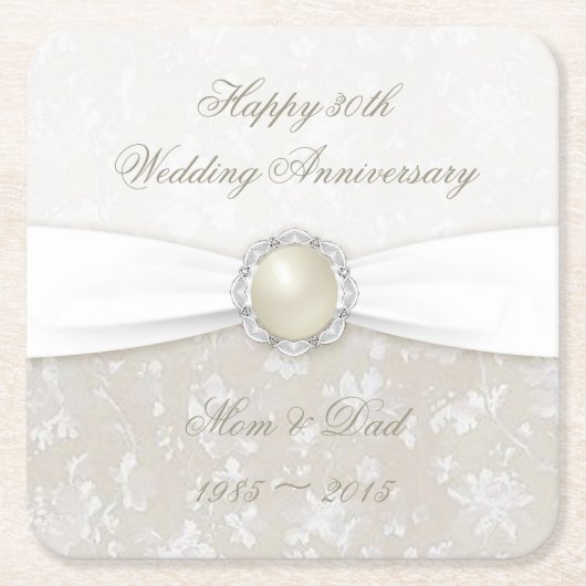 ダマスク30th結婚周年記念コースター スクエアペーパーコースター (正面)