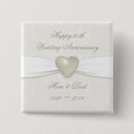 ダマスク30th結婚周年記念ボタン 缶バッジ