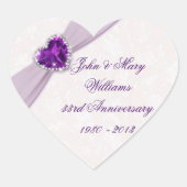 ダマスク33結婚周年記念ステッカー ハートシール (正面)