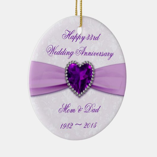 ダマスク33結婚周年記念ラウンドオーナメント セラミックオーナメント (右)