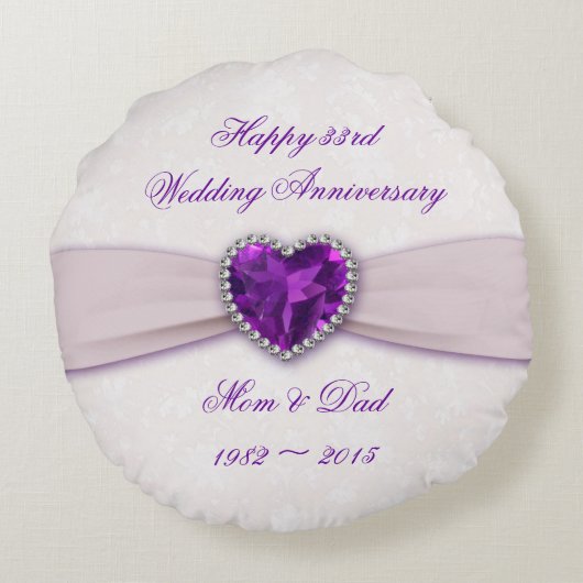 ダマスク33結婚周年記念ラウンド装飾用クッション ラウンドクッション (裏面)