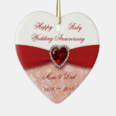 ダマスク40周年結婚デザイン セラミックオーナメント (右)