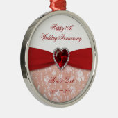 ダマスク40周年結婚デザイン メタルオーナメント (右)