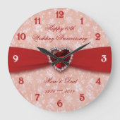 ダマスク40周年結婚デザイン ラージ壁時計 (正面)