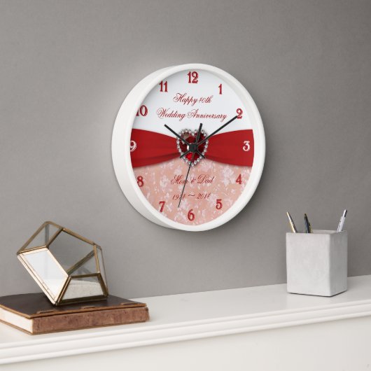 ダマスク40周年結婚デザイン 壁時計 (オフィス)