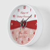 ダマスク40周年結婚デザイン 壁時計 (傾斜)