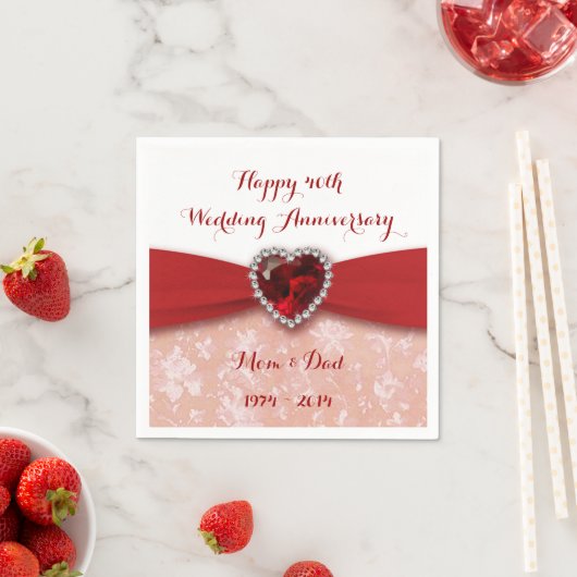 ダマスク40周年結婚紙ナプキンス スタンダードカクテルナプキン (インサイチュ)