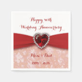 ダマスク40周年結婚紙ナプキンス スタンダードカクテルナプキン (正面)