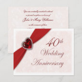 ダマスク40周年結婚記念日招待状 招待状 (正面/裏面)