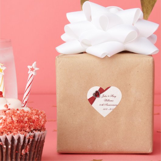 ダマスク40周年記念結婚ステッカー ハートシール (パーティー)