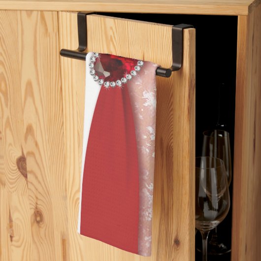 ダマスク40周年記結婚念デザイン キッチンタオル (三つ折り)