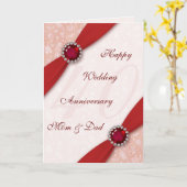 ダマスク40結婚周年記念グリーティングカード カード (黄色い花)