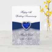 ダマスク45結婚周年記念グリーティングカード カード (黄色い花)