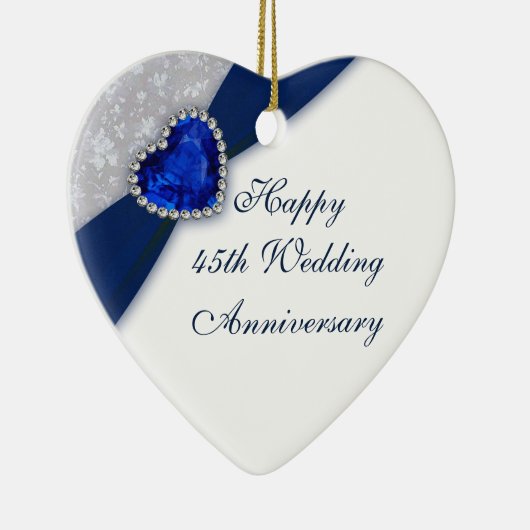 ダマスク45結婚周年記念ハートオーナメント セラミックオーナメント (右)