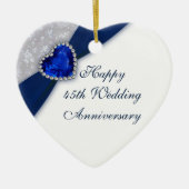 ダマスク45結婚周年記念ハートオーナメント セラミックオーナメント (正面)