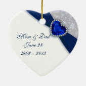 ダマスク45結婚周年記念ハートオーナメント セラミックオーナメント (裏面)