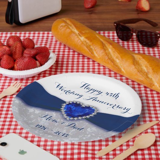 ダマスク45結婚周年記念紙プレート ペーパープレート (ピクニック)