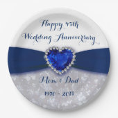 ダマスク45結婚周年記念紙プレート ペーパープレート (正面)