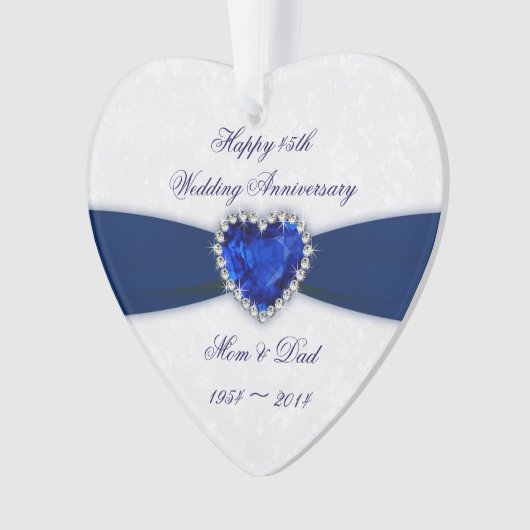 ダマスク45th結婚周年記念アクリルオーナメント オーナメント (正面)